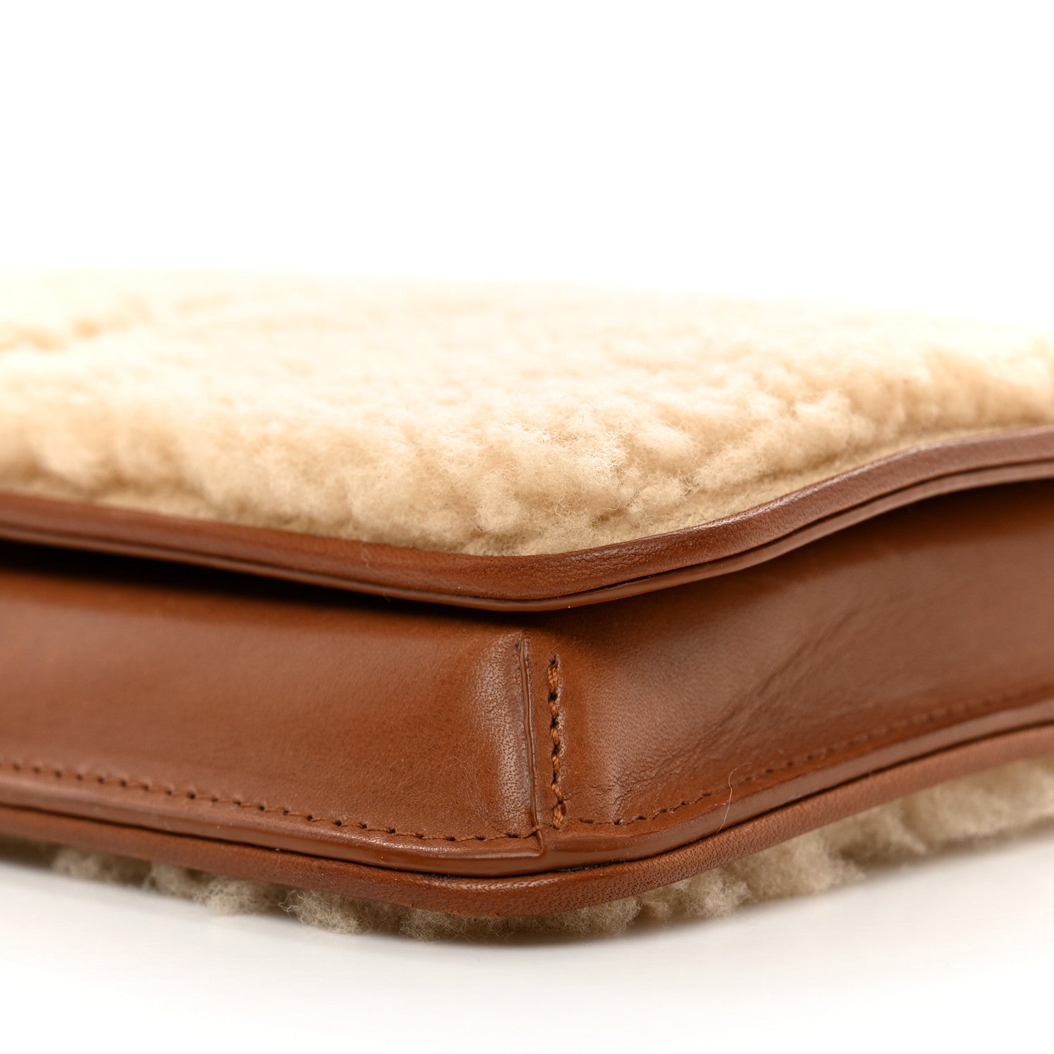 Saint Laurent Shearling Monogram Phone Holder Crossbody Brown 10 of 11