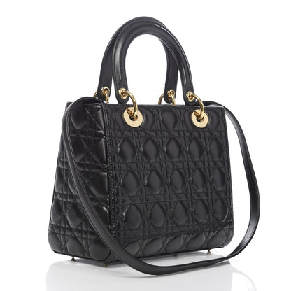 Christian Dior Lambskin Cannage Medium Lady Dior Black 3 of 13