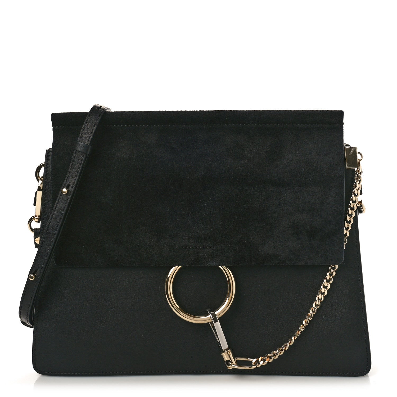 Chloe Suede Calfskin Medium Faye Shoulder Bag Black 1 of 8