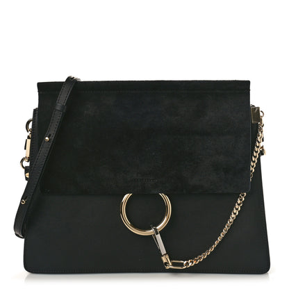 Chloe Suede Calfskin Medium Faye Shoulder Bag Black 1 of 8