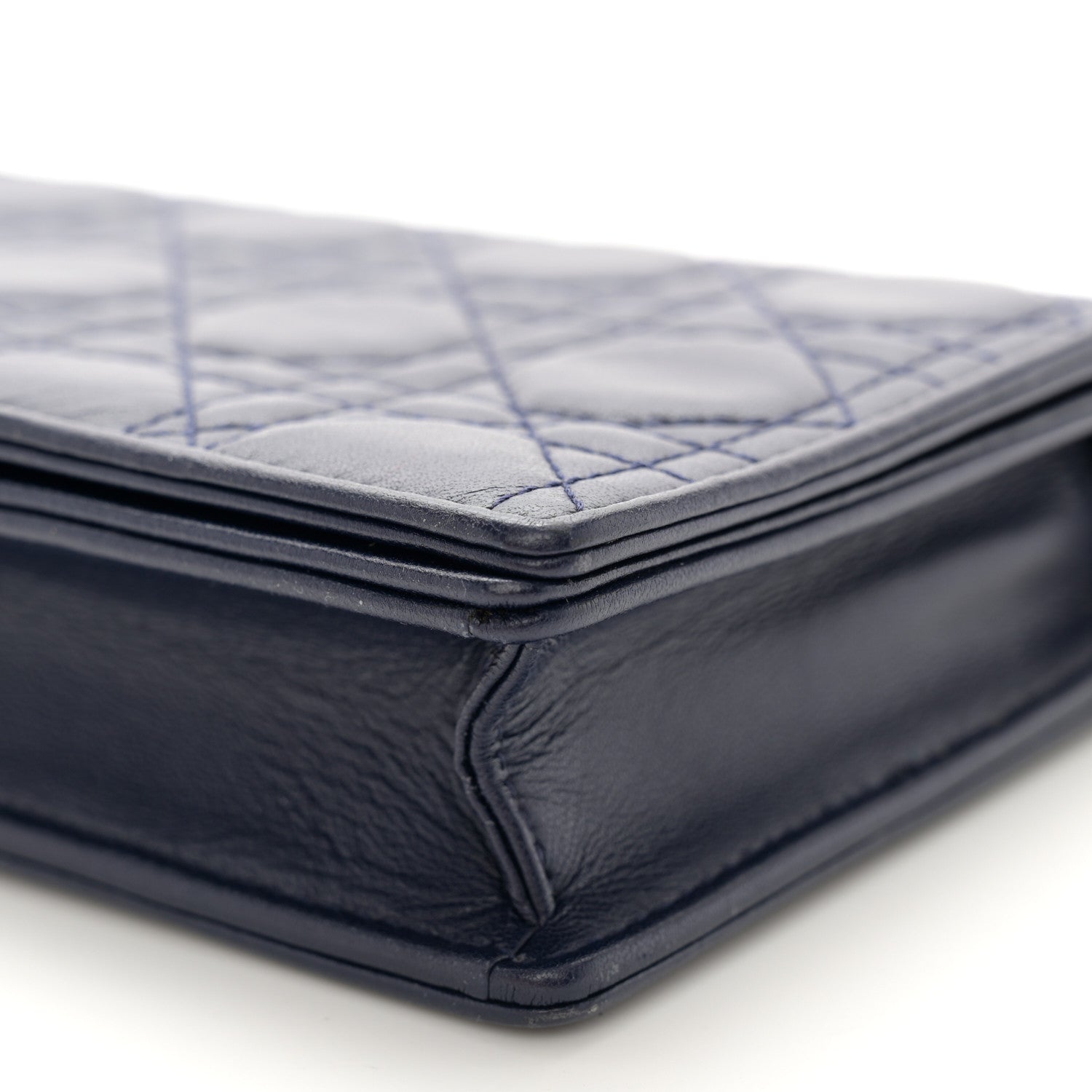 Christian Dior Lambskin Cannage Lady Dior Pouch Navy 12 of 13