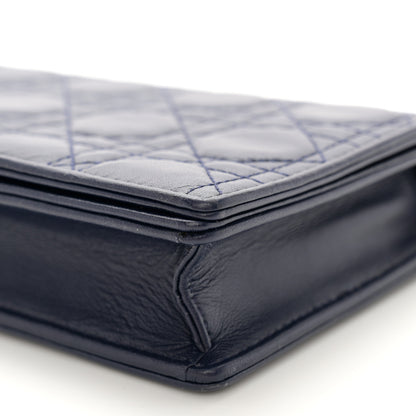 Christian Dior Lambskin Cannage Lady Dior Pouch Navy 12 of 13