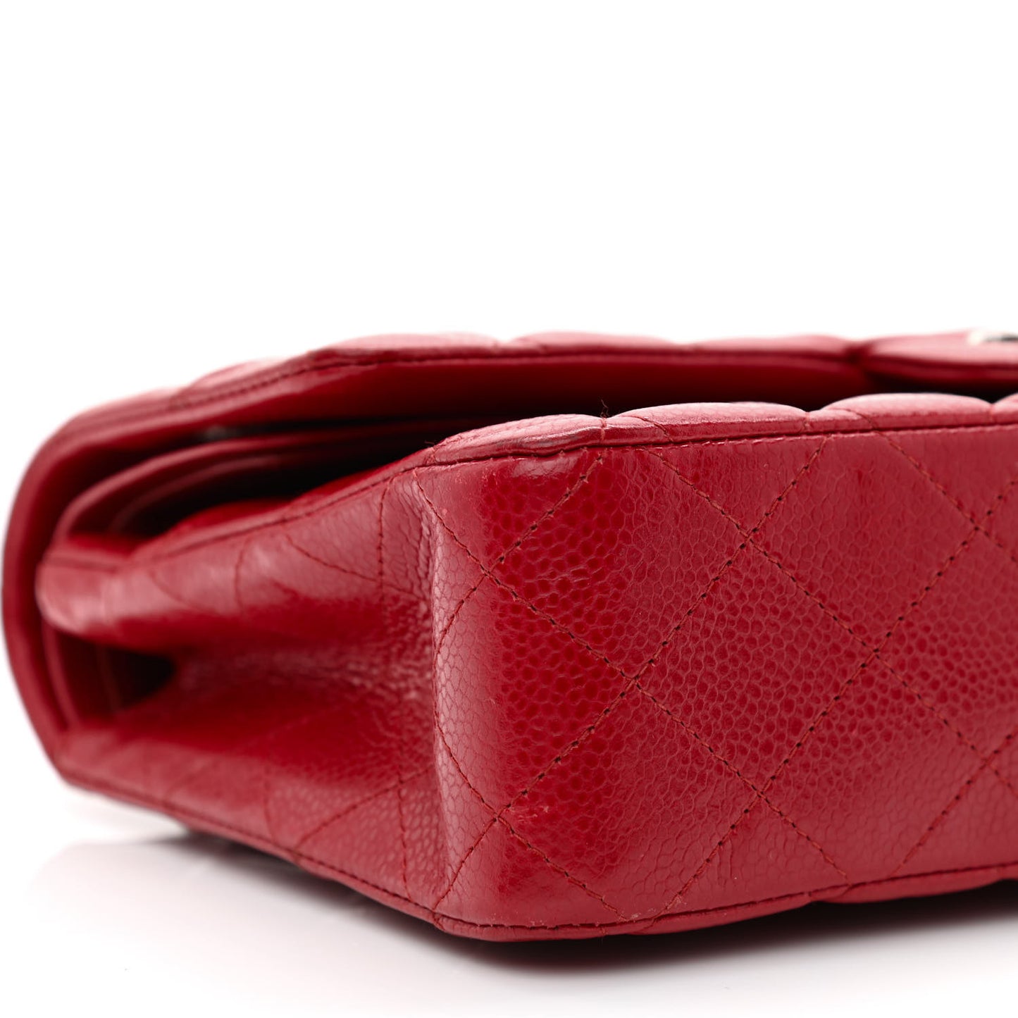 Caviar Quilted Medium Double Flap Red