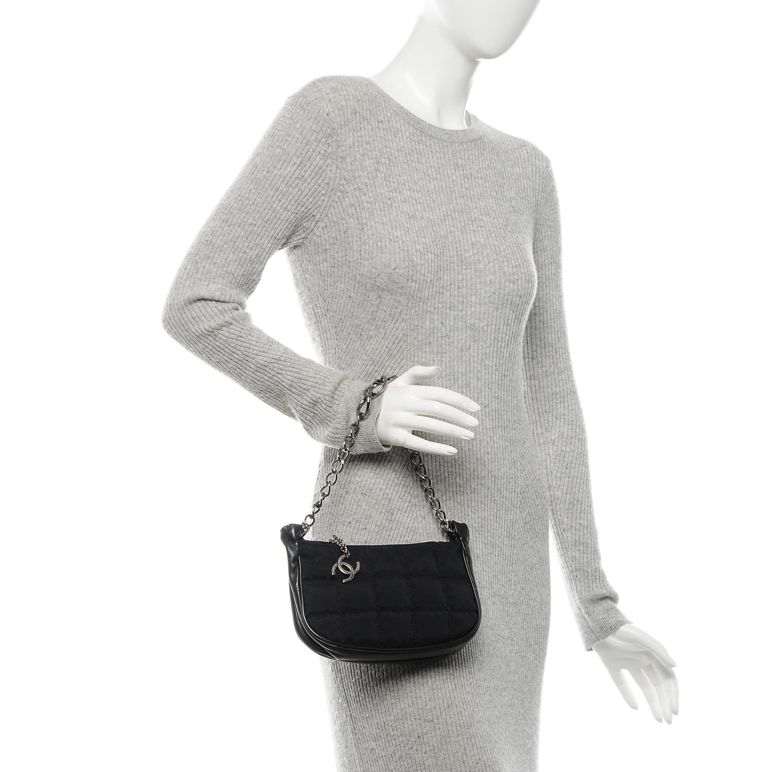 Chanel Nylon Quilted Pochette Black 2 of 7