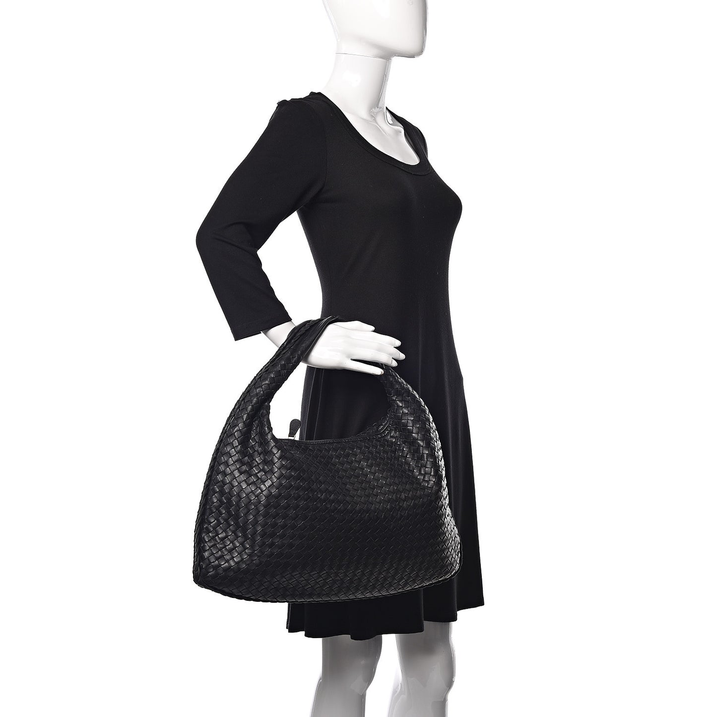 Nappa Intrecciato Large Veneta Hobo Black