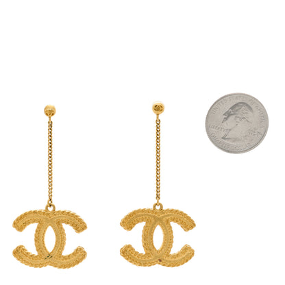 Chanel CC Drop Earrings Matte Gold 2 of 5