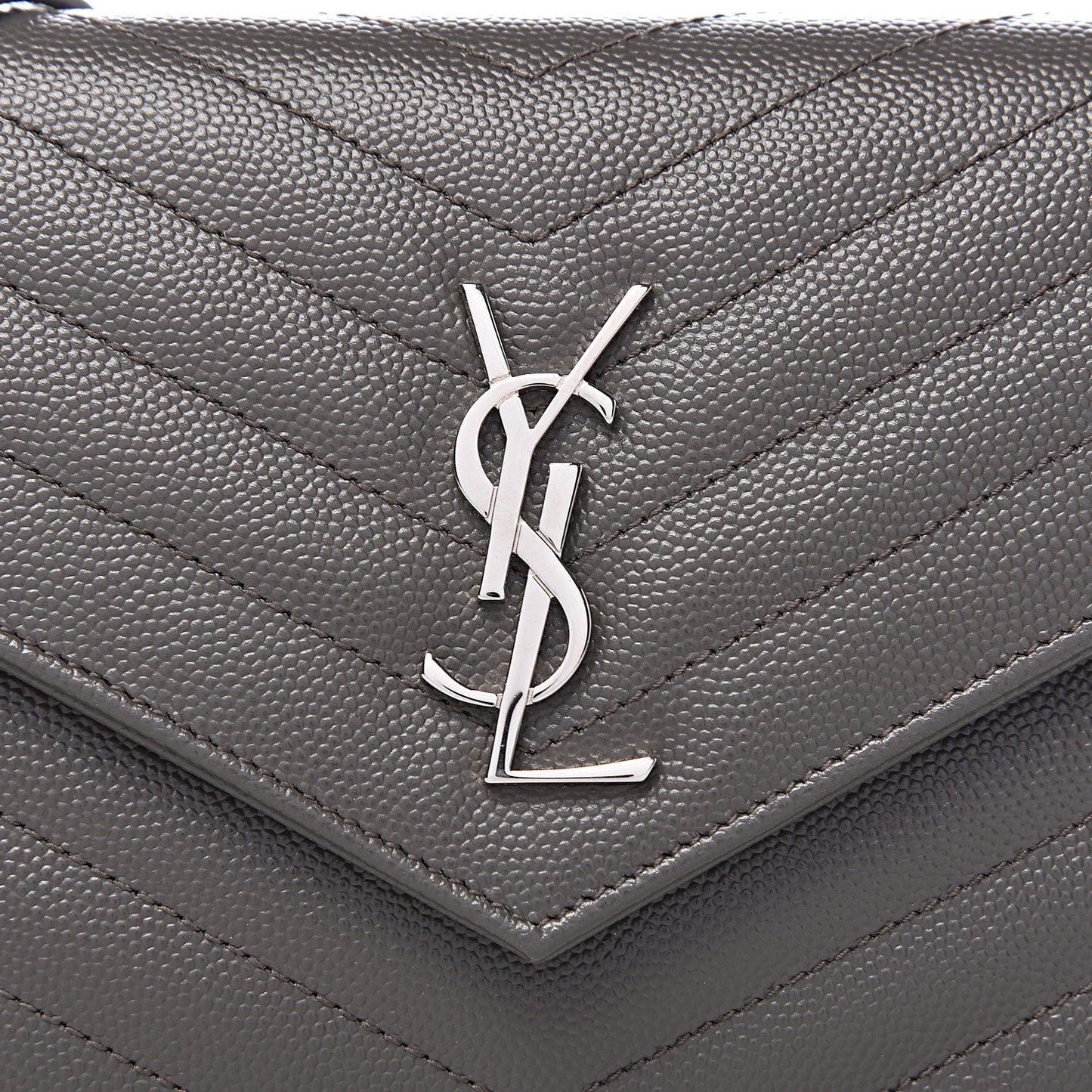 Grain De Poudre Matelasse Chevron Monogram Envelope Chain Wallet Coal