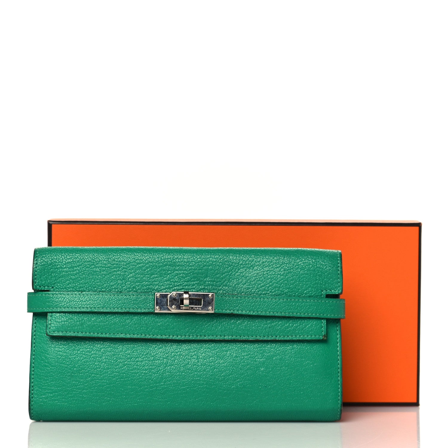 Hermes Chevre Mysore Kelly Longue Wallet Menthe 12 of 12