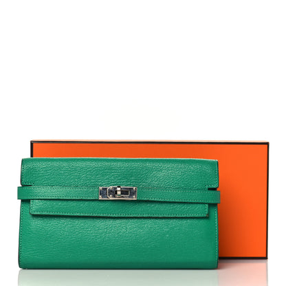 Hermes Chevre Mysore Kelly Longue Wallet Menthe 12 of 12