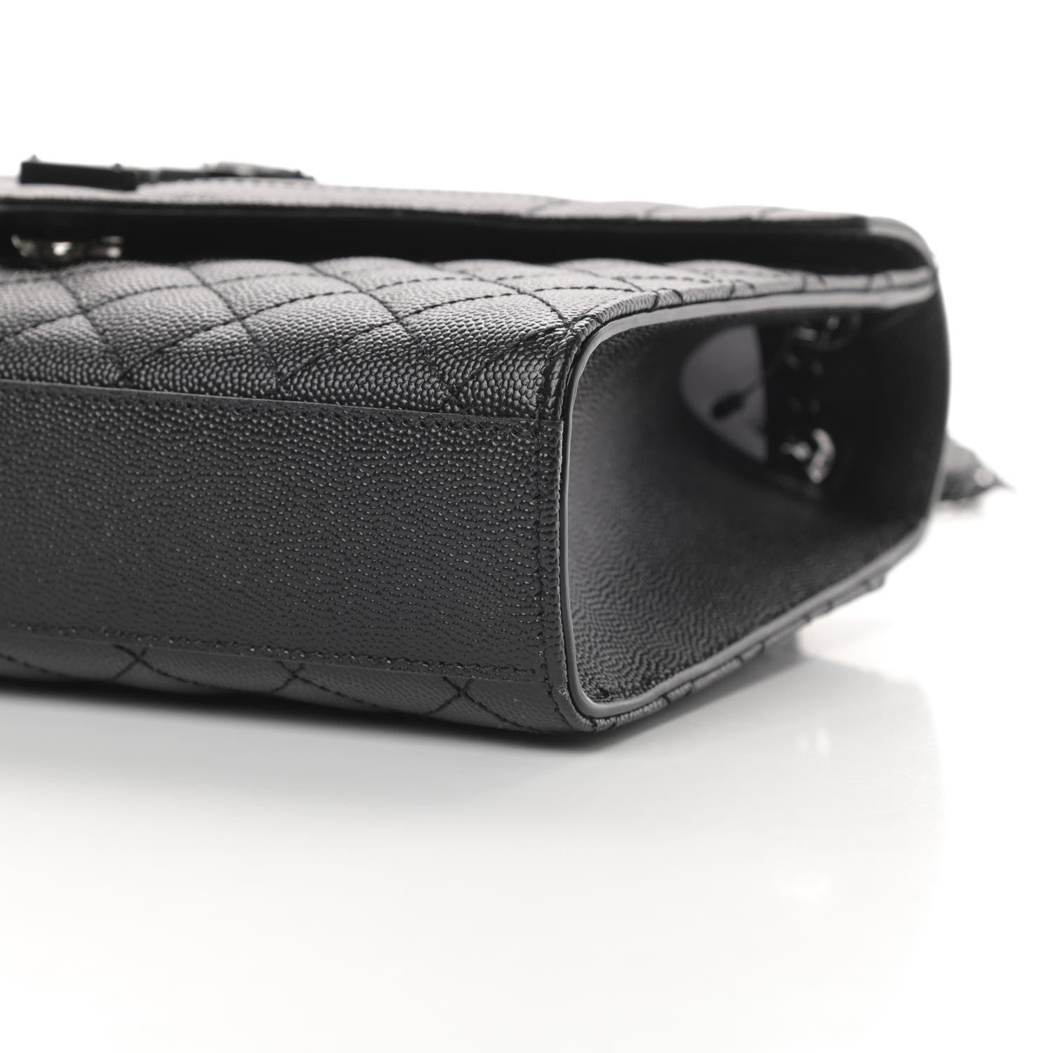 Saint Laurent Grain De Poudre Textured Mixed Matelasse Triquilt Medium Monogram Satchel Black 10 of 10
