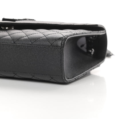 Saint Laurent Grain De Poudre Textured Mixed Matelasse Triquilt Medium Monogram Satchel Black 10 of 10