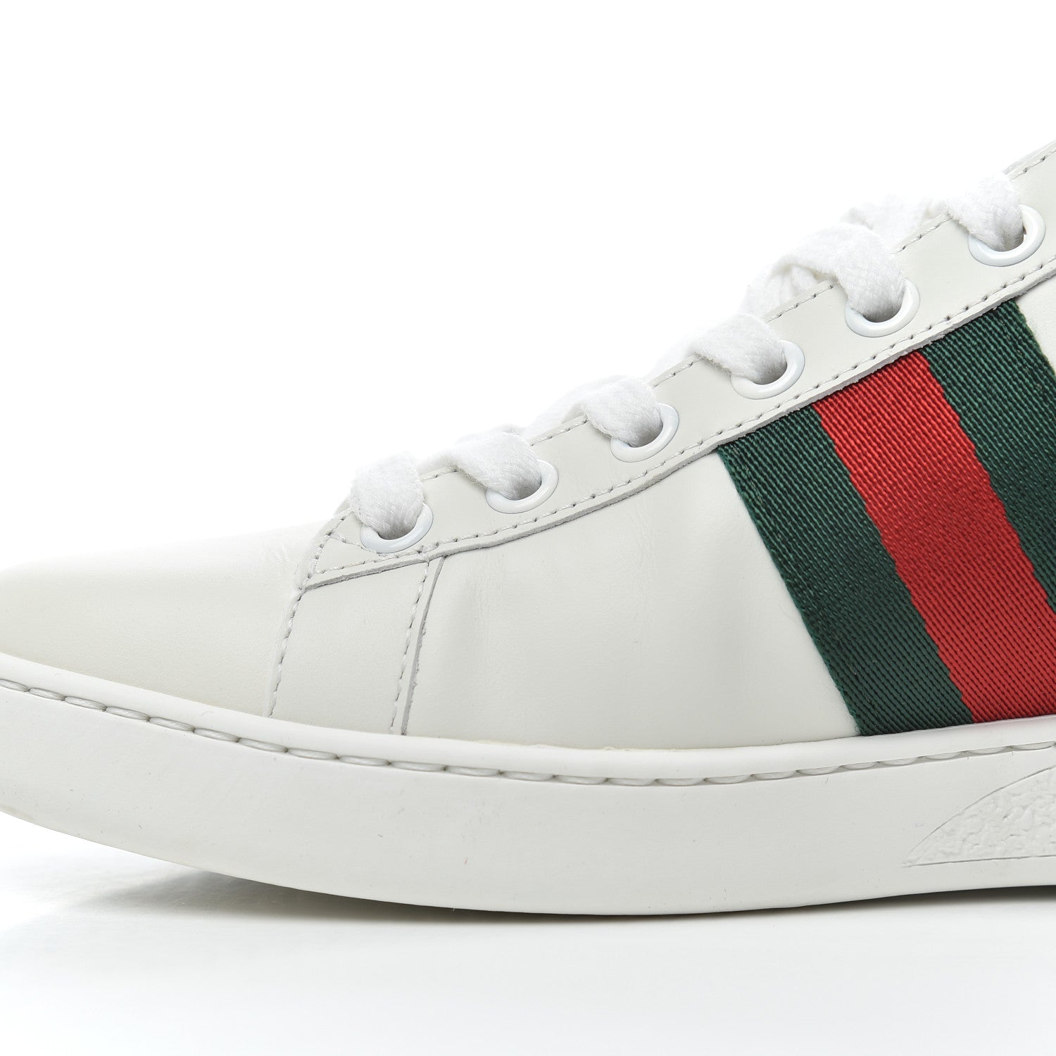 Gucci Calfskin Ayers Bee Embroidered Womens Ace Sneakers 37.5 White Green 14 of 18