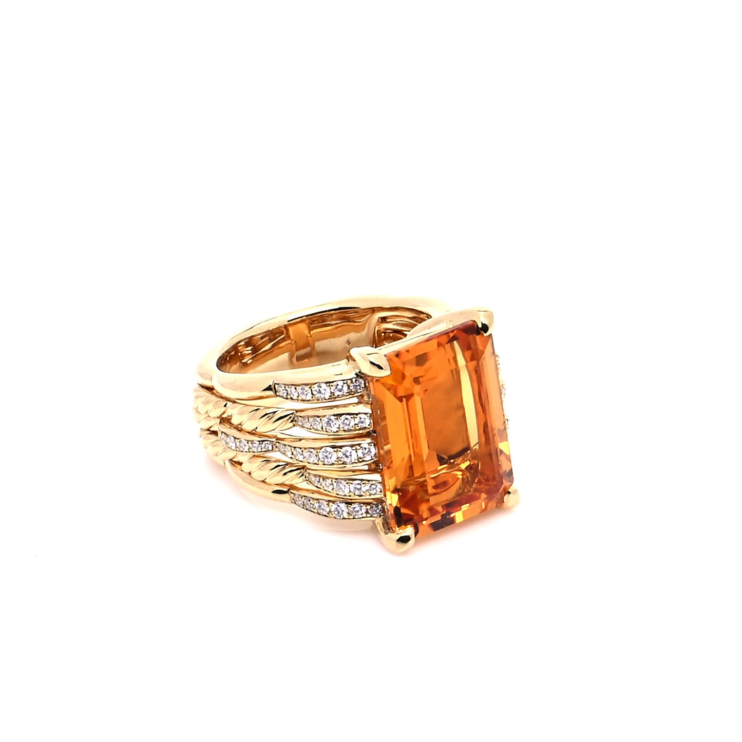 18K Yellow Gold Diamond Citrine 18mm Tides Statement Ring 54 7