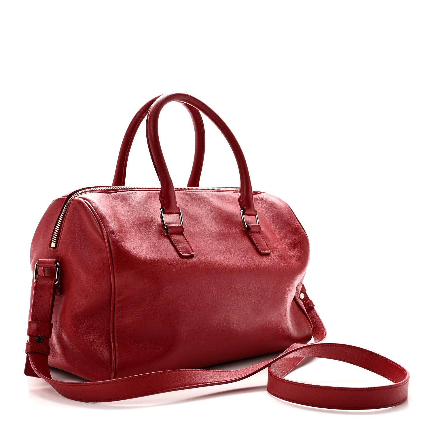 Saint Laurent Calfskin Studded Classic Duffle 6 Red 3 of 10