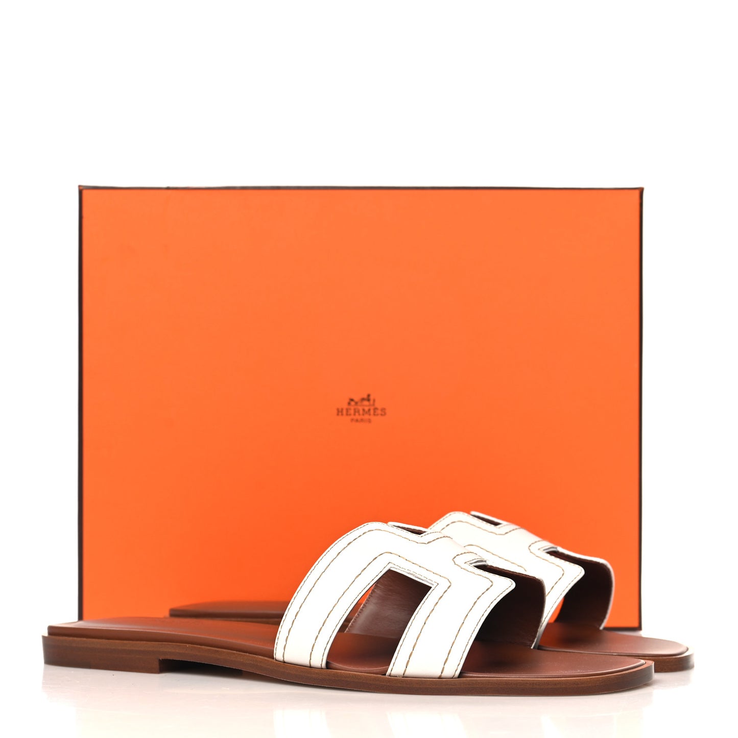 Calfskin Stitched Oran Sandals 40 White
