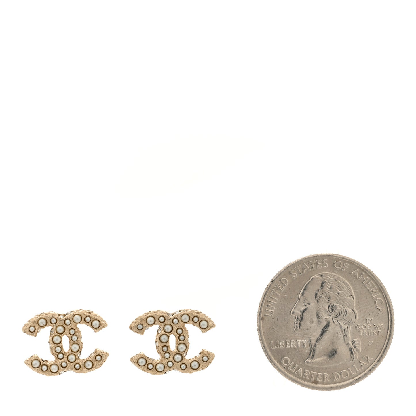 Pearl Crystal CC Earrings Light Gold