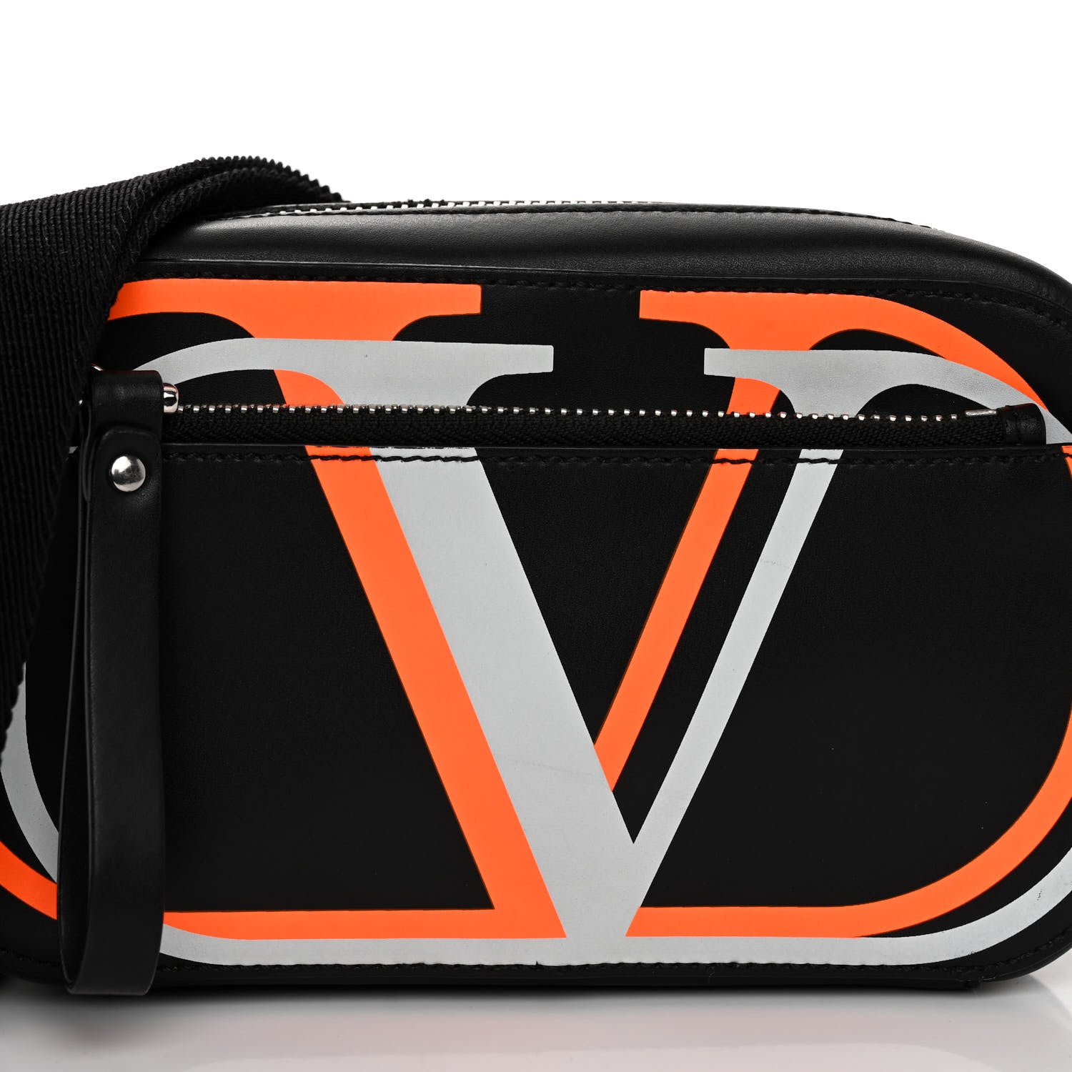 Valentino Garavani Smooth Calfskin 3D VLogo Print Convertible Belt Bag Black Orange 6 of 8