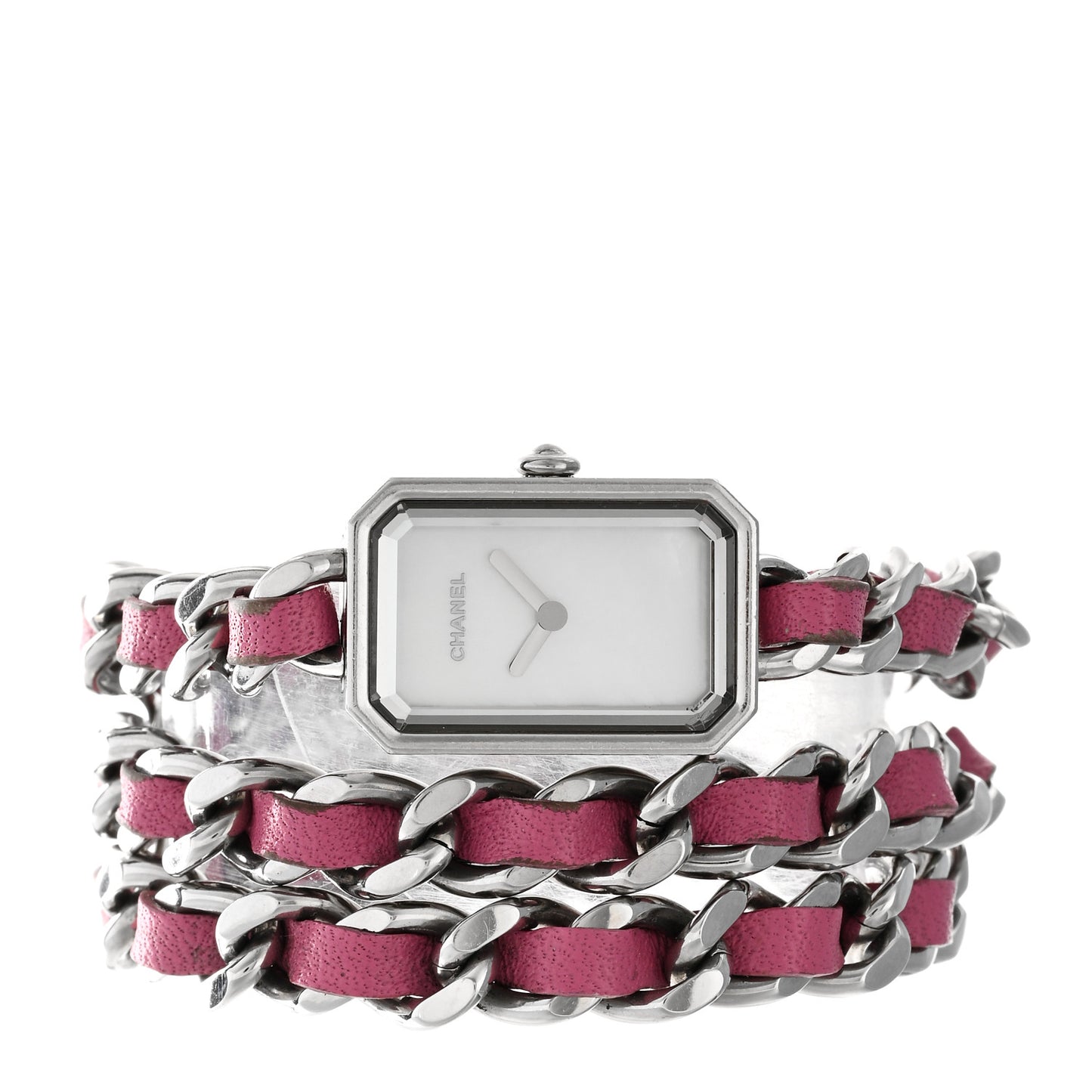 Stainless Steel Lambskin Mother of Pearl 16mm Premiere Rock Triple Row Quartz Watch Pink