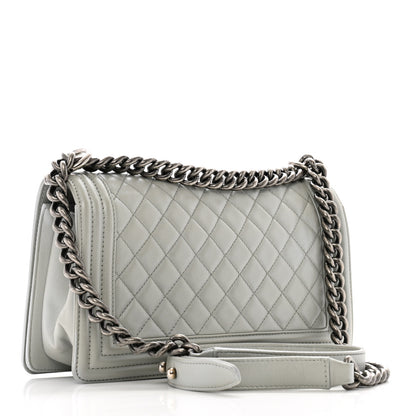 Chanel Metallic Lambskin Quilted Medium Boy Flap Silver 3 of 13