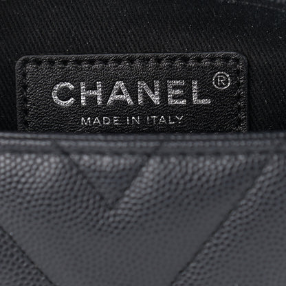 Chanel Caviar Chevron Quilted Mini Coco Handle Flap Dark Grey 5 of 9