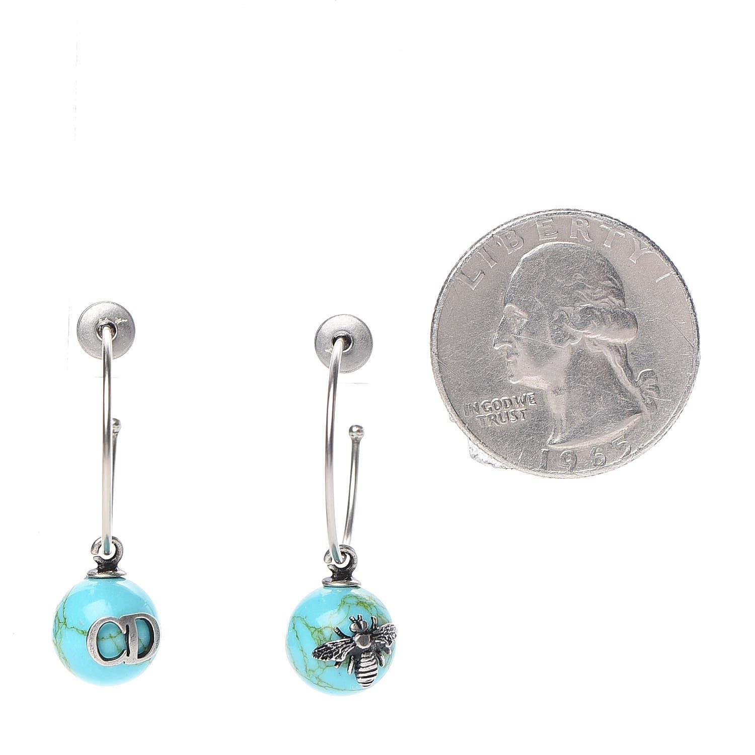 Christian Dior Mise En Dior Tribal Hoop Earrings Turquoise 2 of 4