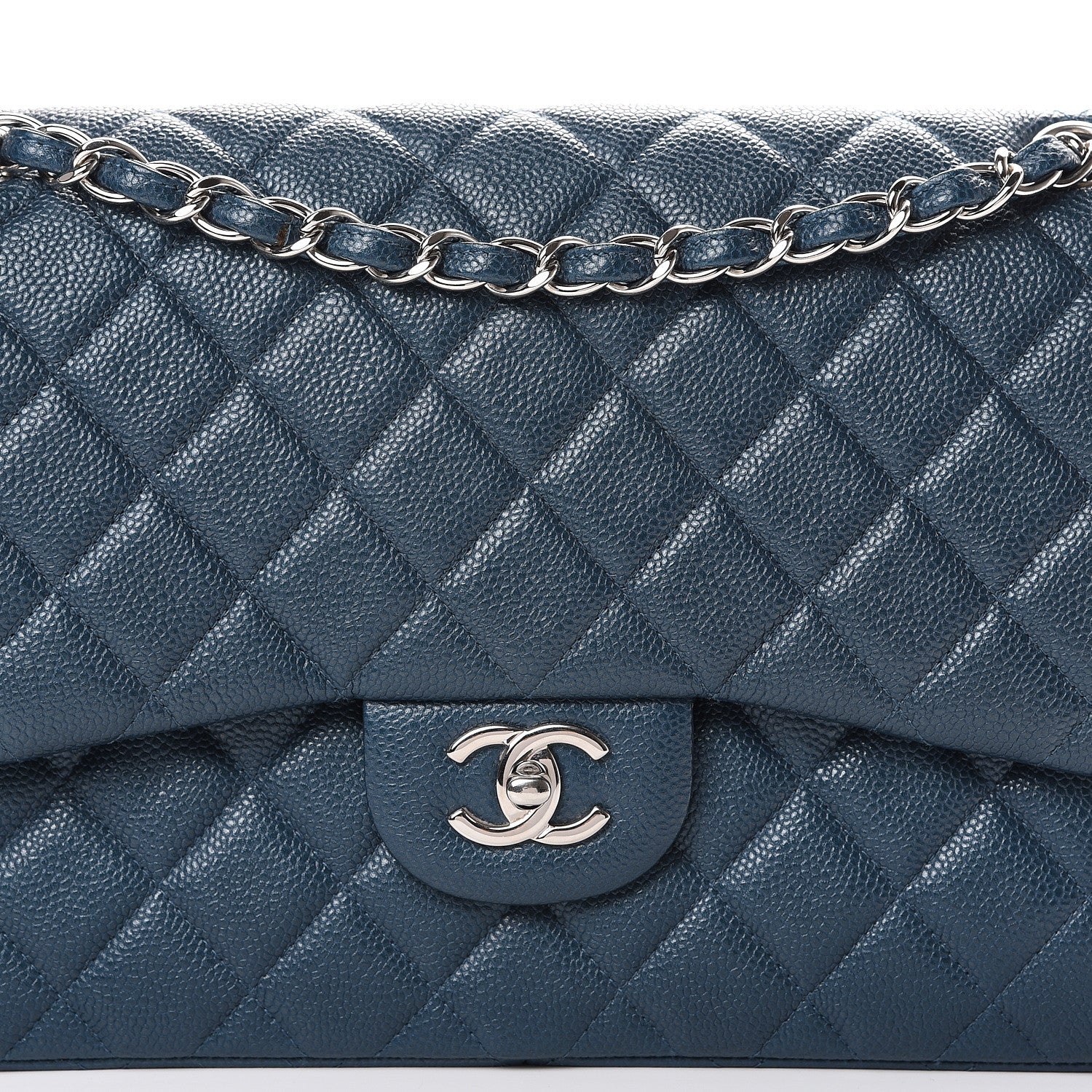 Chanel Caviar Quilted Jumbo Double Flap Dark Blue 7 of 10