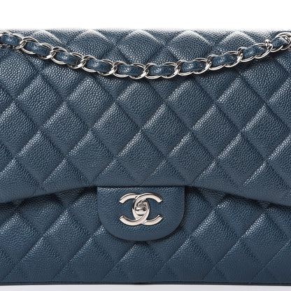 Chanel Caviar Quilted Jumbo Double Flap Dark Blue 7 of 10
