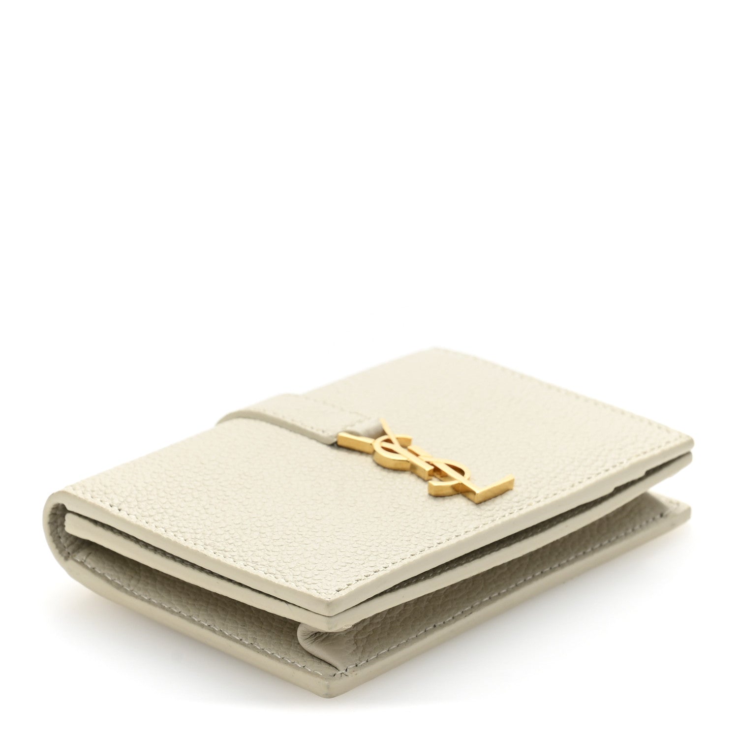 Saint Laurent Grain De Poudre Mixed Matelasse Compact Fold Wallet White 4 of 11