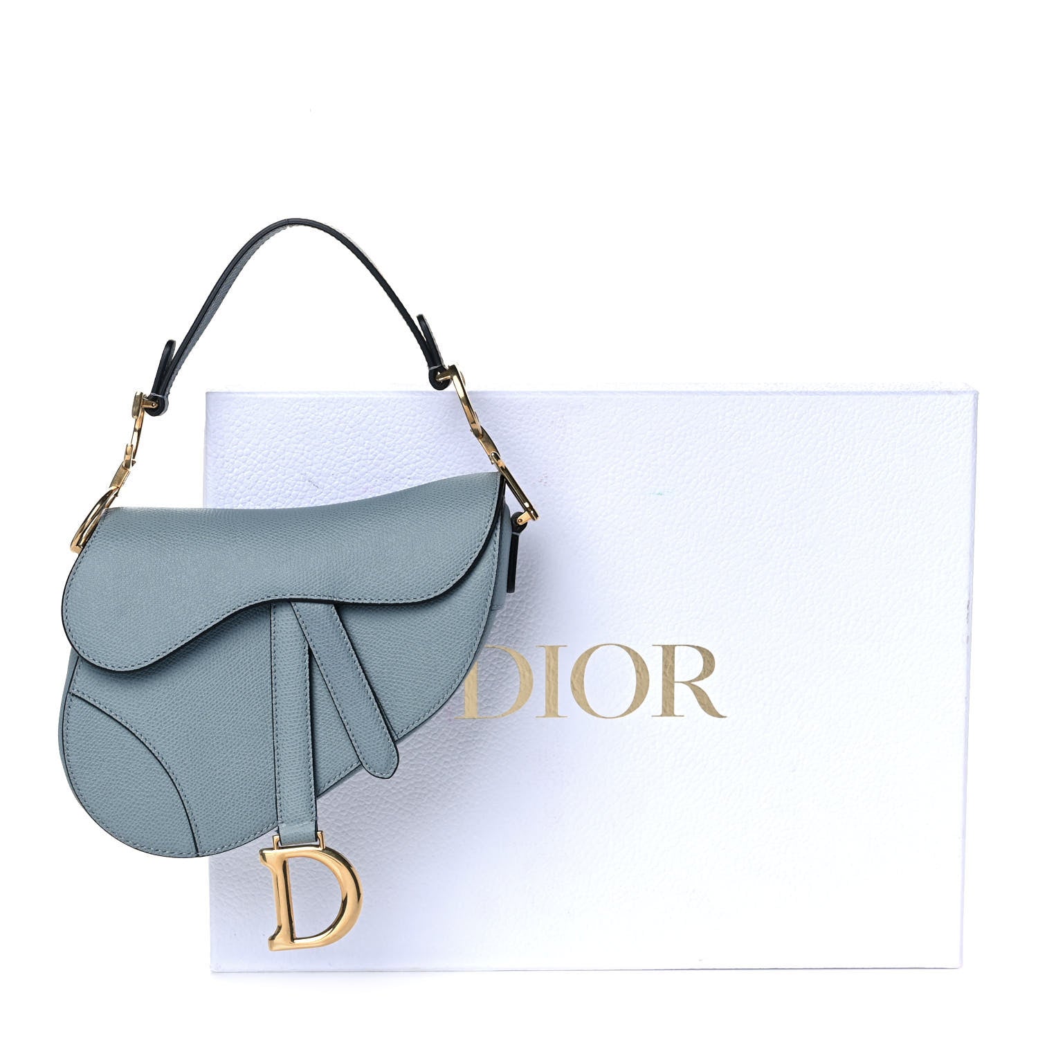 Christian Dior Grained Calfskin Mini Saddle Bag Sky Blue 13 of 13