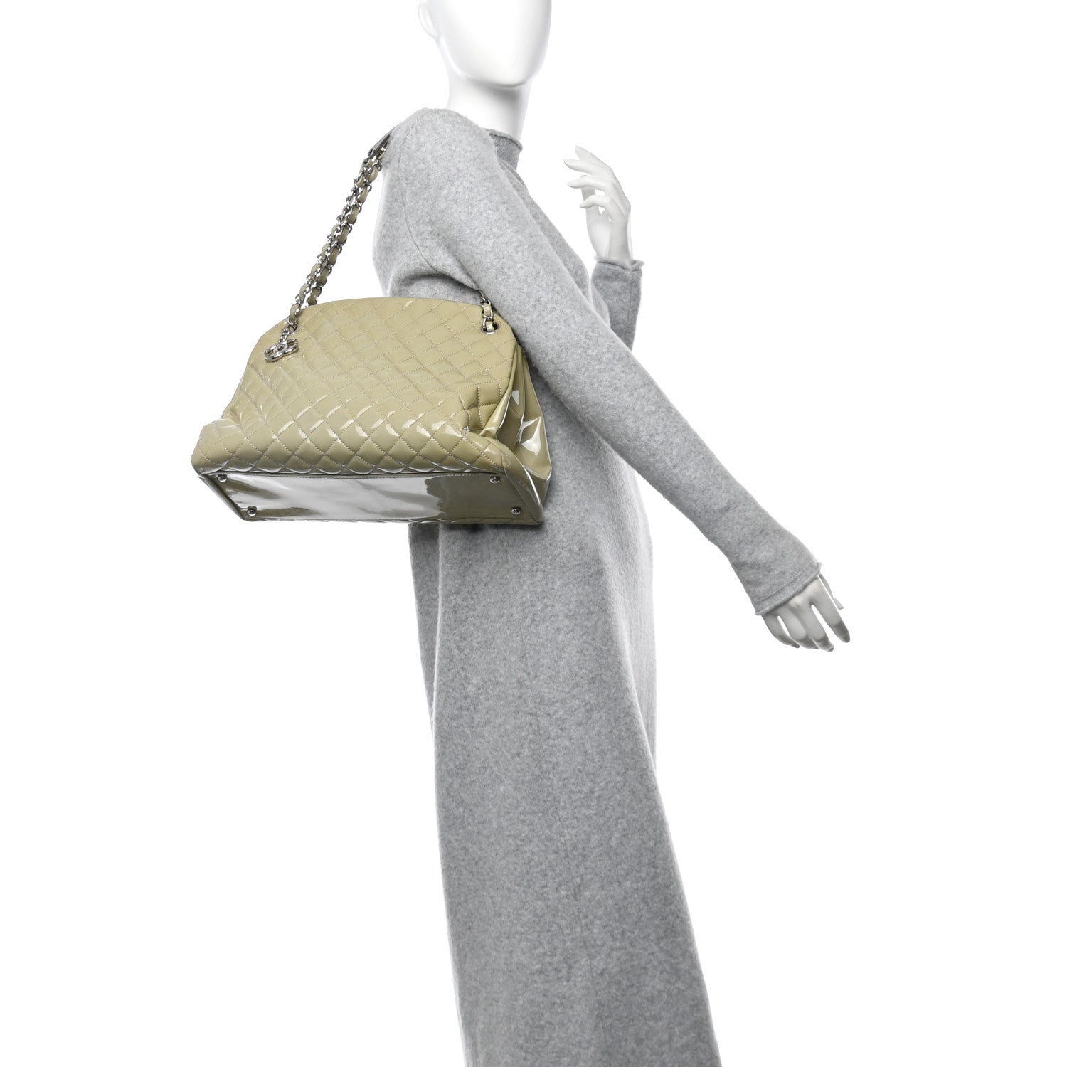 Chanel Patent Quilted Large Just Mademoiselle Bowling Bag Light Green 2 of 13