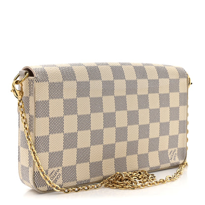 Louis Vuitton Damier Azur Pochette Felicie Chain Wallet Rose Ballerine 3 of 13