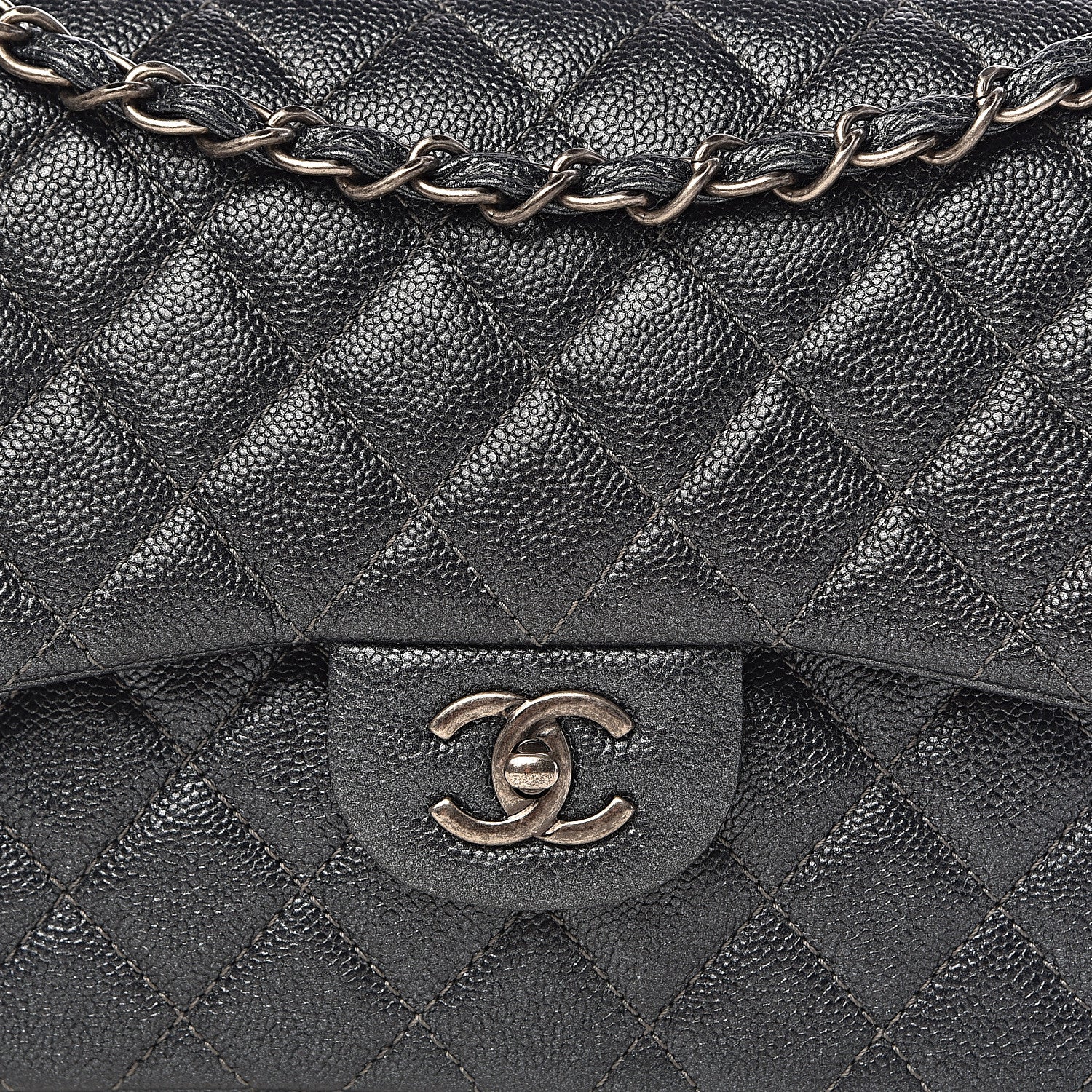 Chanel Pearly Caviar Quilted Jumbo Double Flap Black 12 of 12