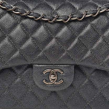 Chanel Pearly Caviar Quilted Jumbo Double Flap Black 12 of 12