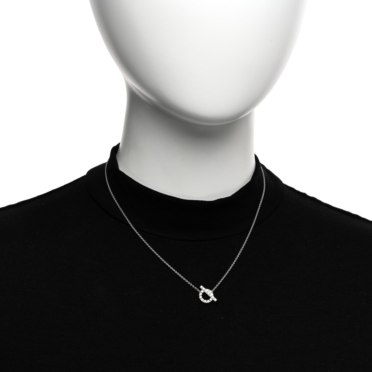 Hermes 18K White Gold Diamond Finesse Pendant Necklace 2 of 4