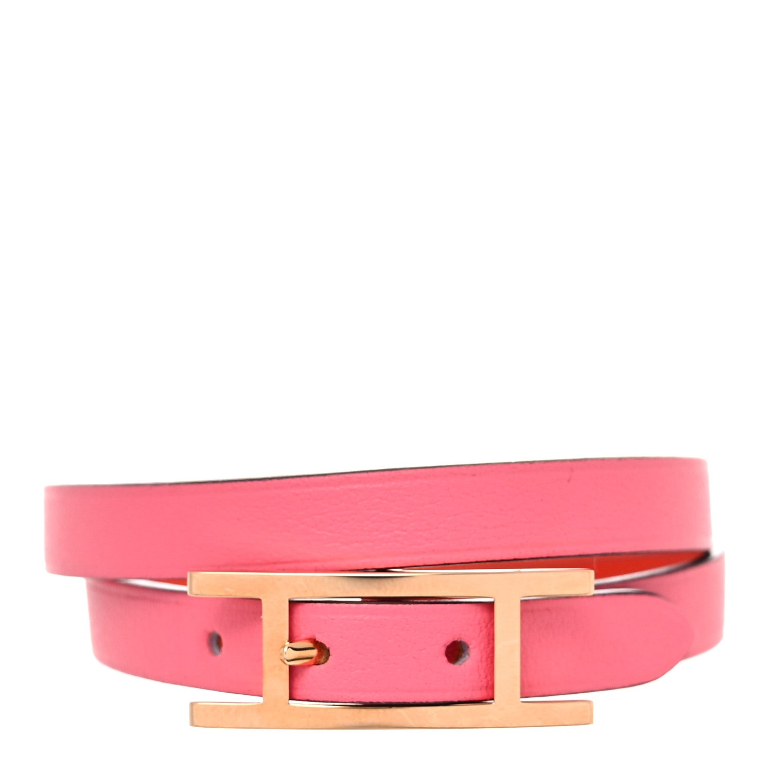 Hermes Swift Behapi Double Tour Bracelet S Rose Azalee Orange Poppy 1 of 5