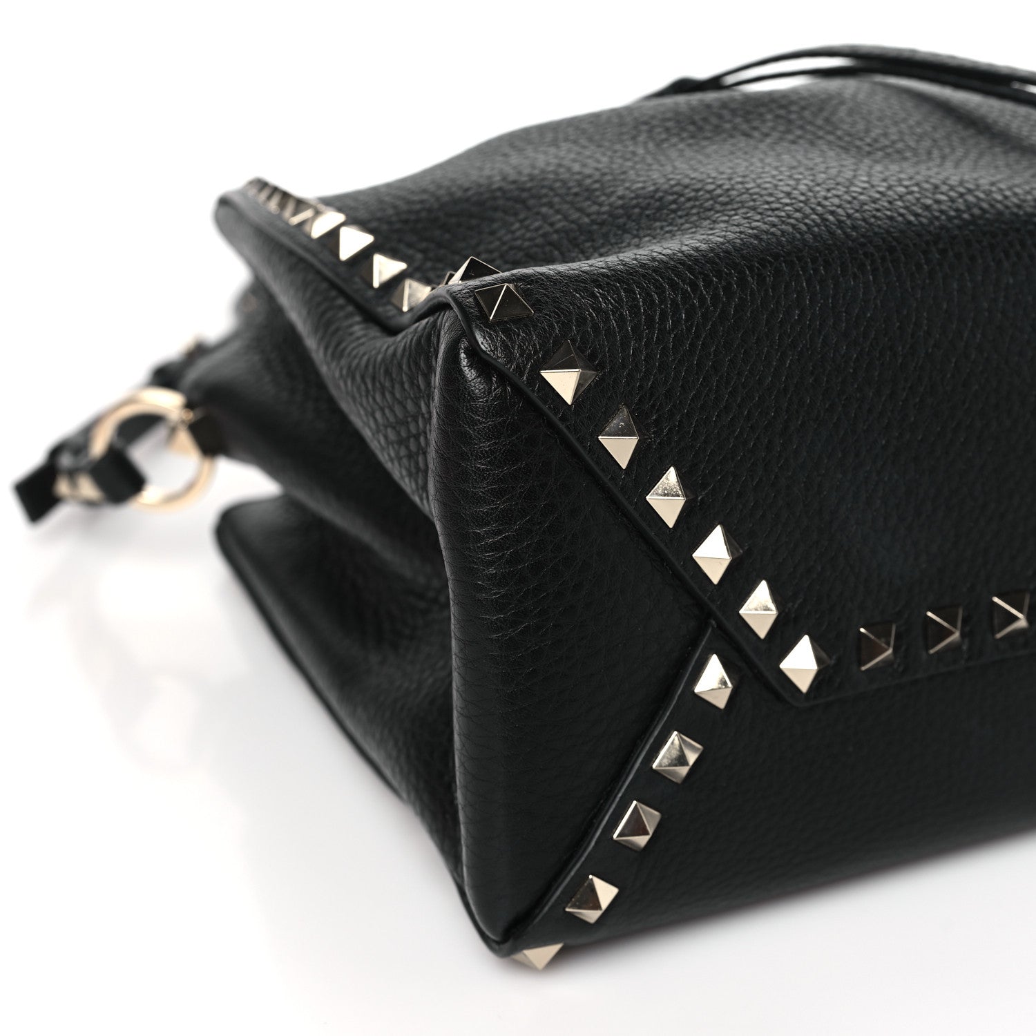 Valentino Garavani Grained Calfskin Rockstud Bucket Bag Black 8 of 9