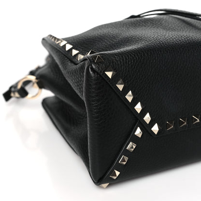 Valentino Garavani Grained Calfskin Rockstud Bucket Bag Black 8 of 9