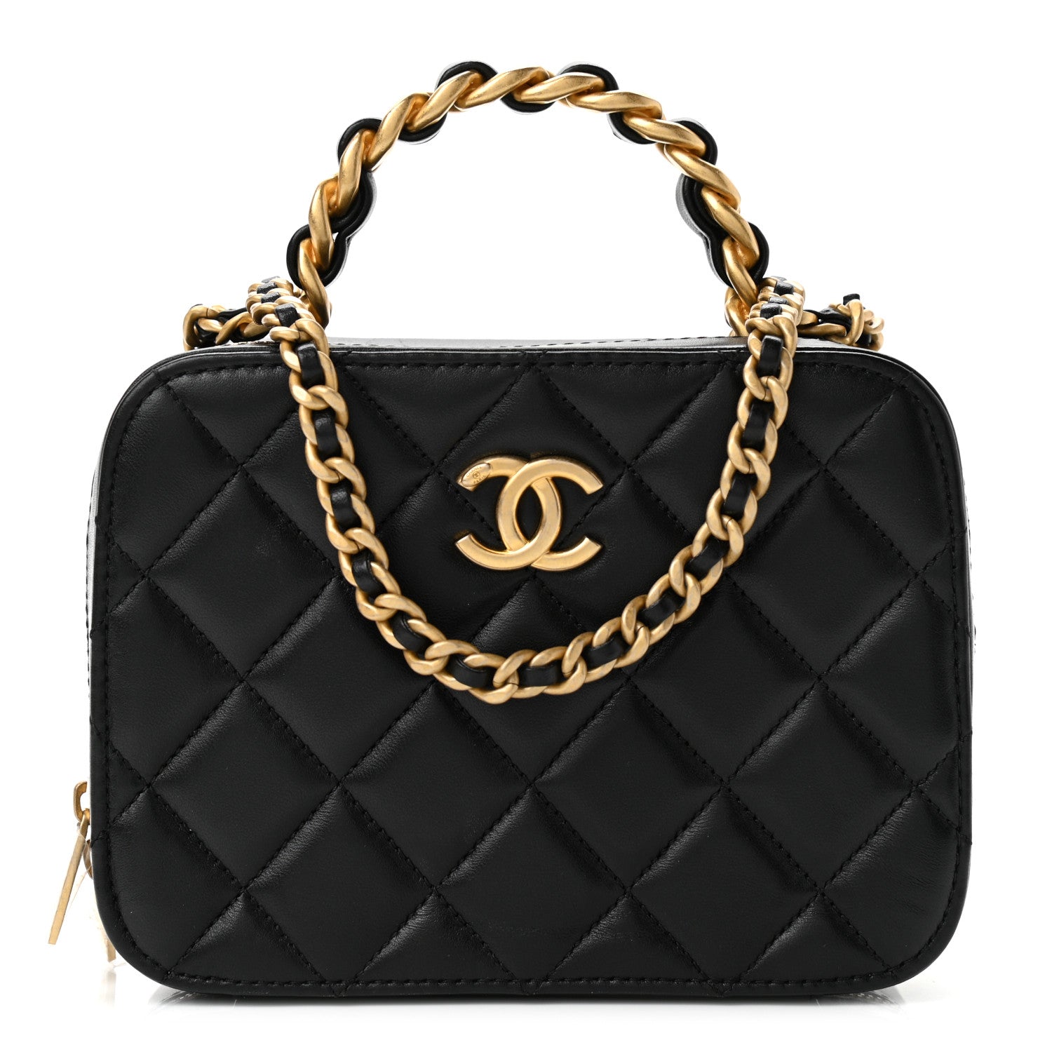 Chanel Lambskin Quilted Top Handle Small Vanity Case Black 1 of 13