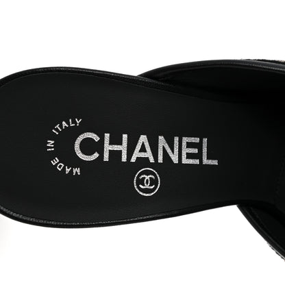 Chanel Pony Hair Lambskin Patent Calfskin Cap Toe Mules 38.5 Black White Green 8 of 10