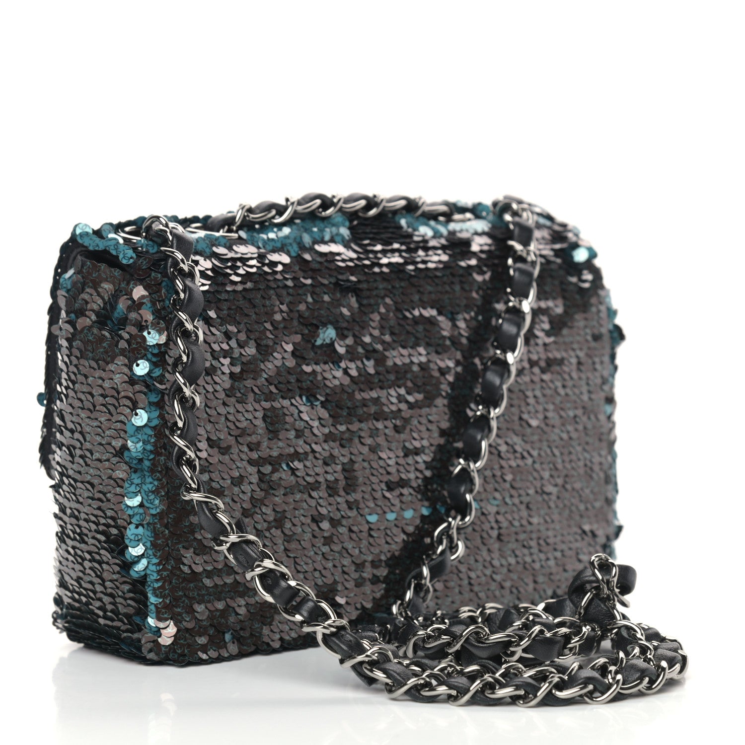 Chanel Sequin Lambskin Mini Flap Blue Black 6 of 17