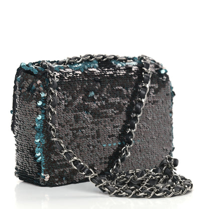 Chanel Sequin Lambskin Mini Flap Blue Black 6 of 17