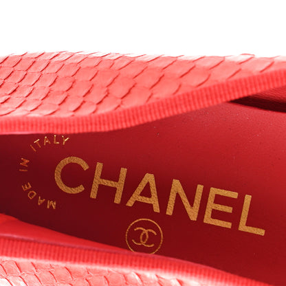 Chanel Snakeskin Cap Toe CC Ballerina Flats 40 Red 8 of 9
