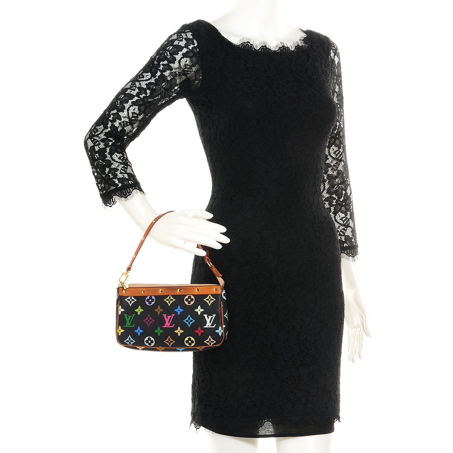 Louis Vuitton Monogram Multicolor Pochette Accessories Black 2 of 8