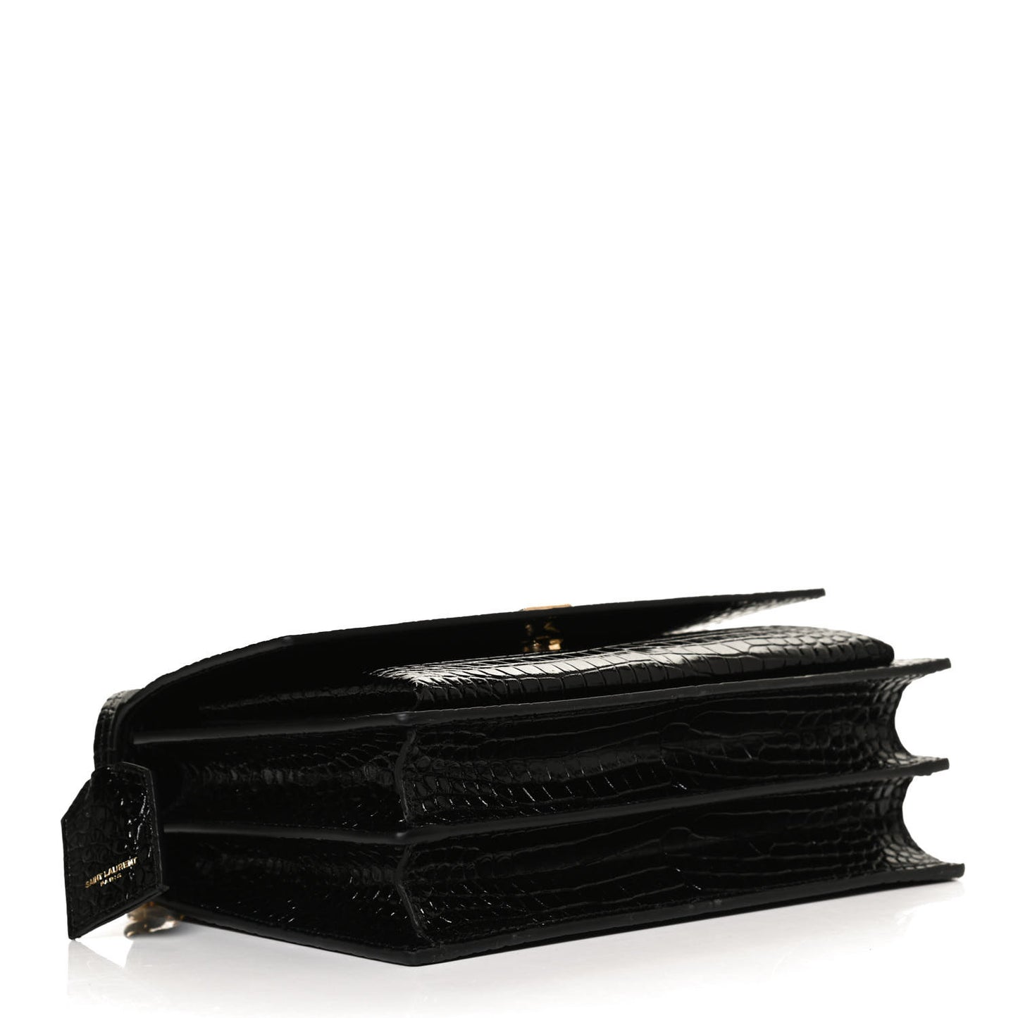 Calfskin Crocodile Embossed Medium Monogram Sunset Black