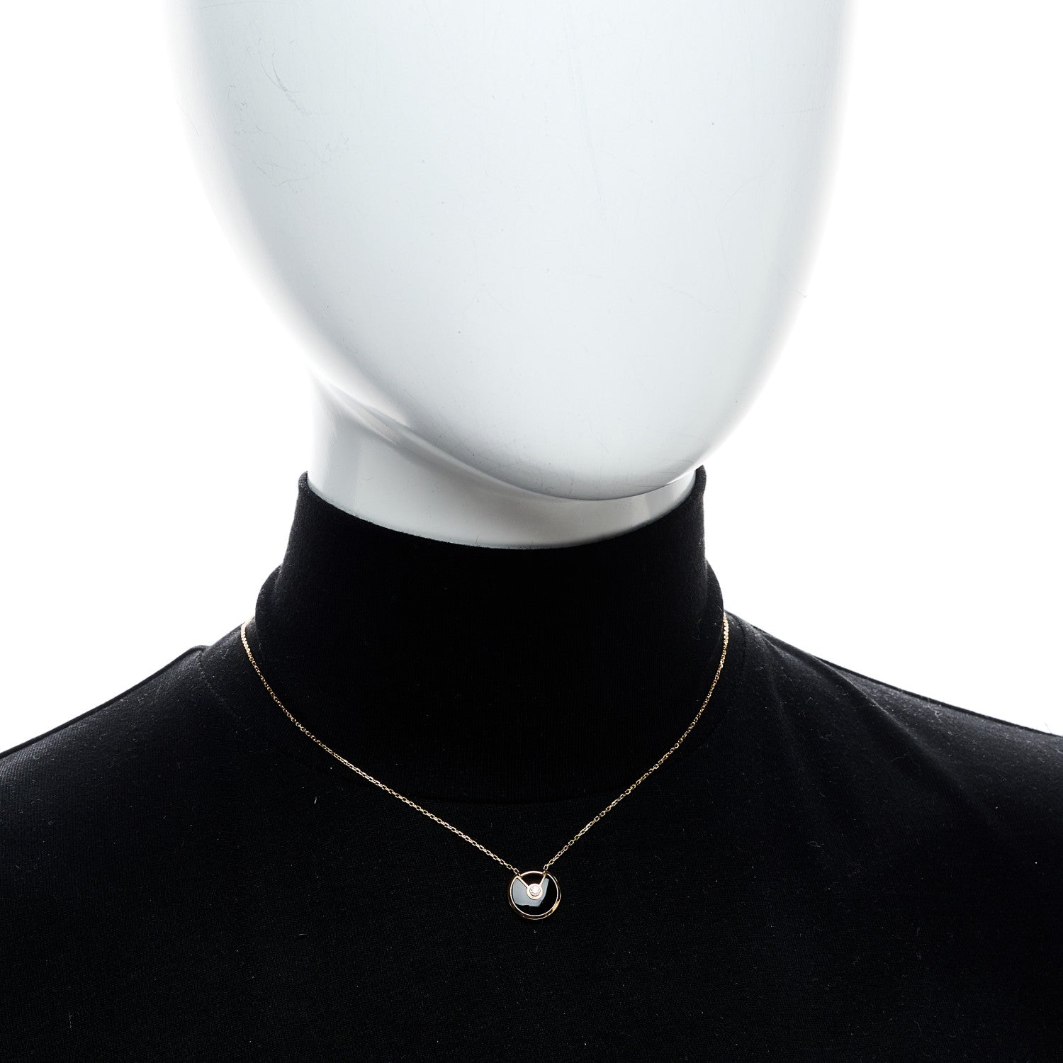 Cartier 18K Pink Gold Diamond Black Onyx XS Amulette de Cartier Pendant Necklace 2 of 5