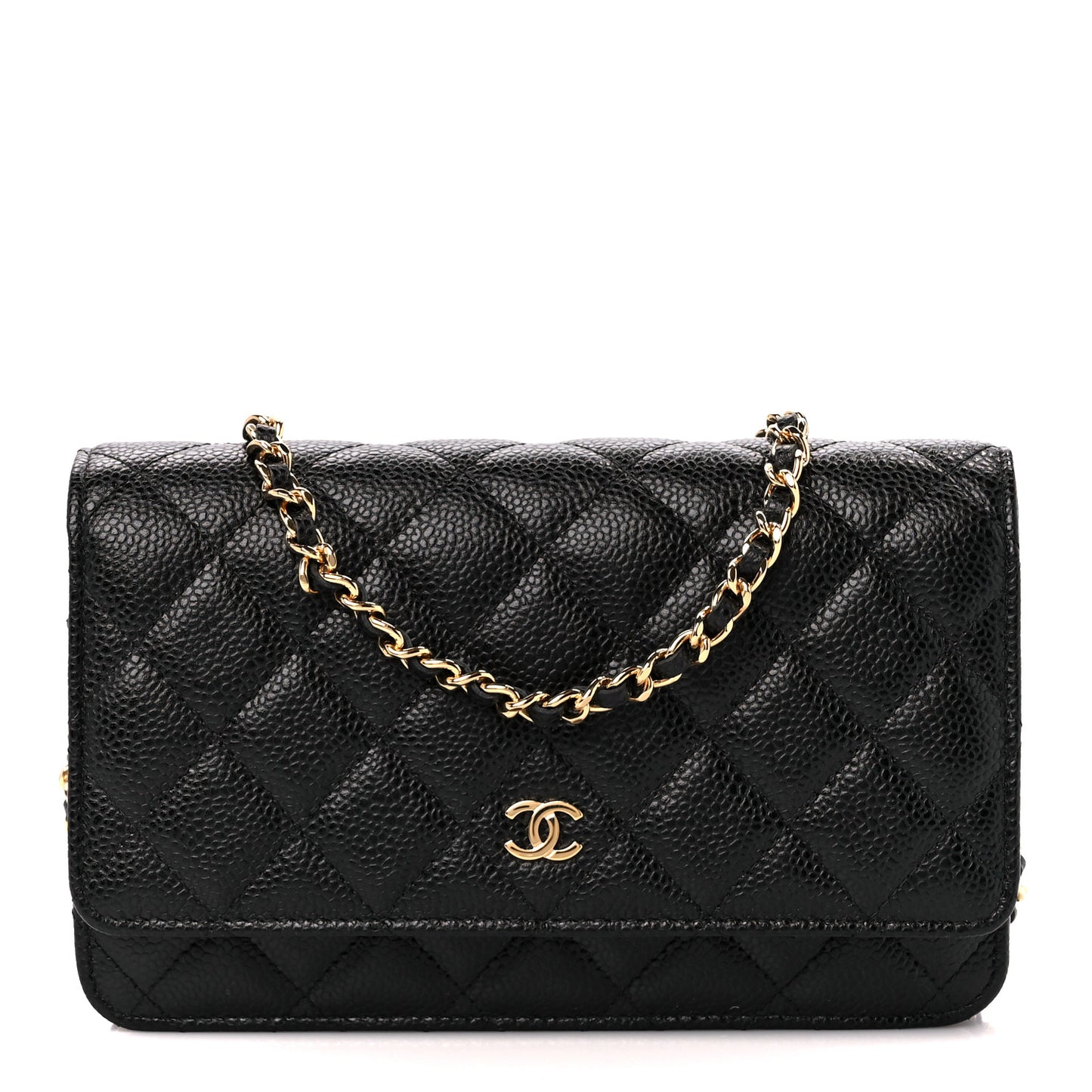 Caviar Quilted Wallet on Chain WOC Black