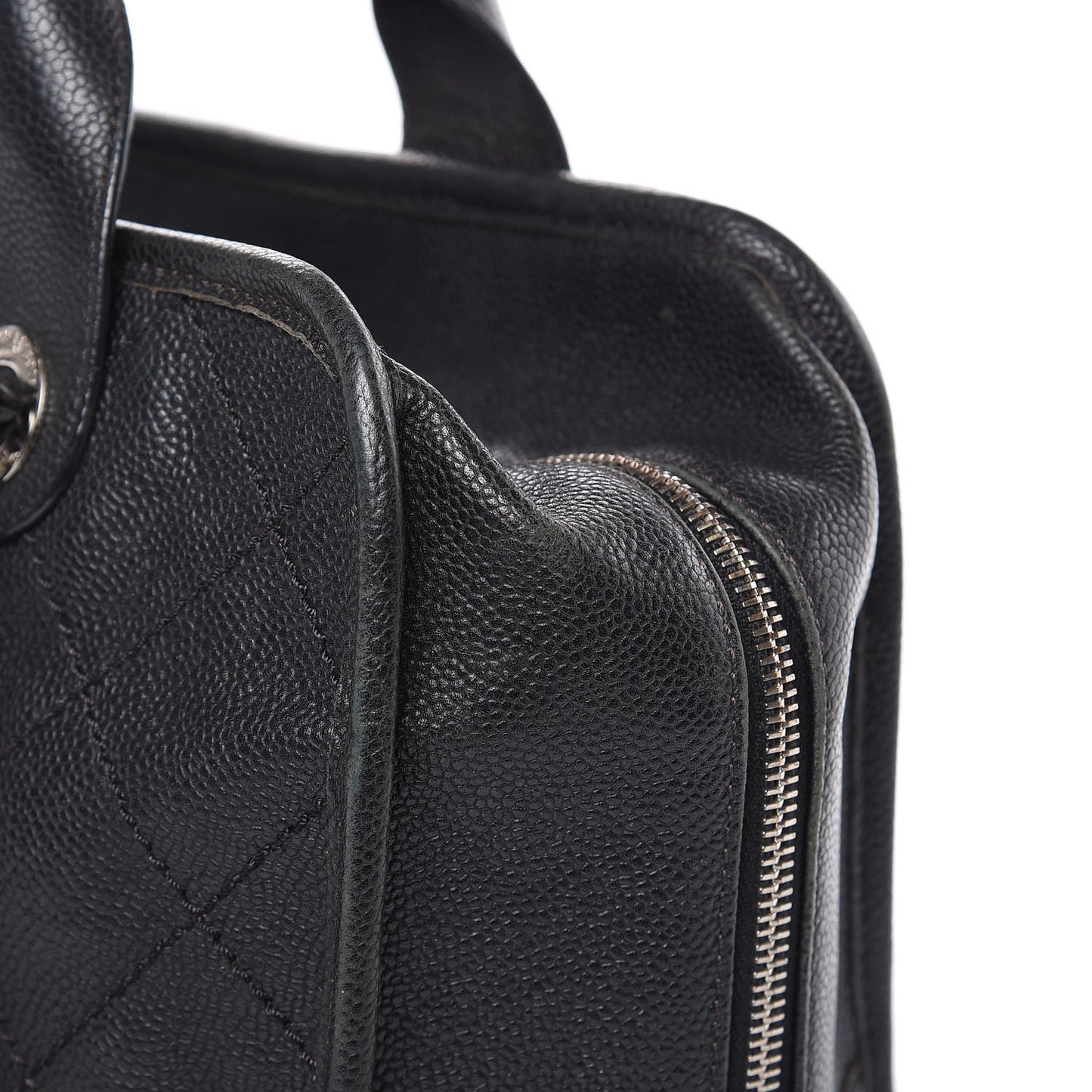Caviar Quilted Deauville Bowling Bag Black