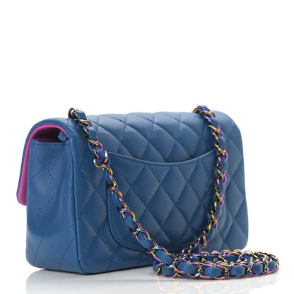 Chanel Lambskin Quilted Mini Rectangular Flap Blue Purple 3 of 11