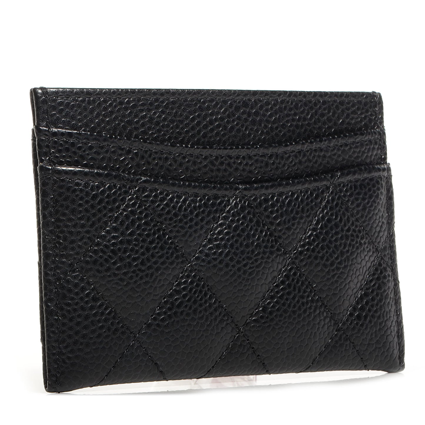 Caviar Quilted Card Holder Black