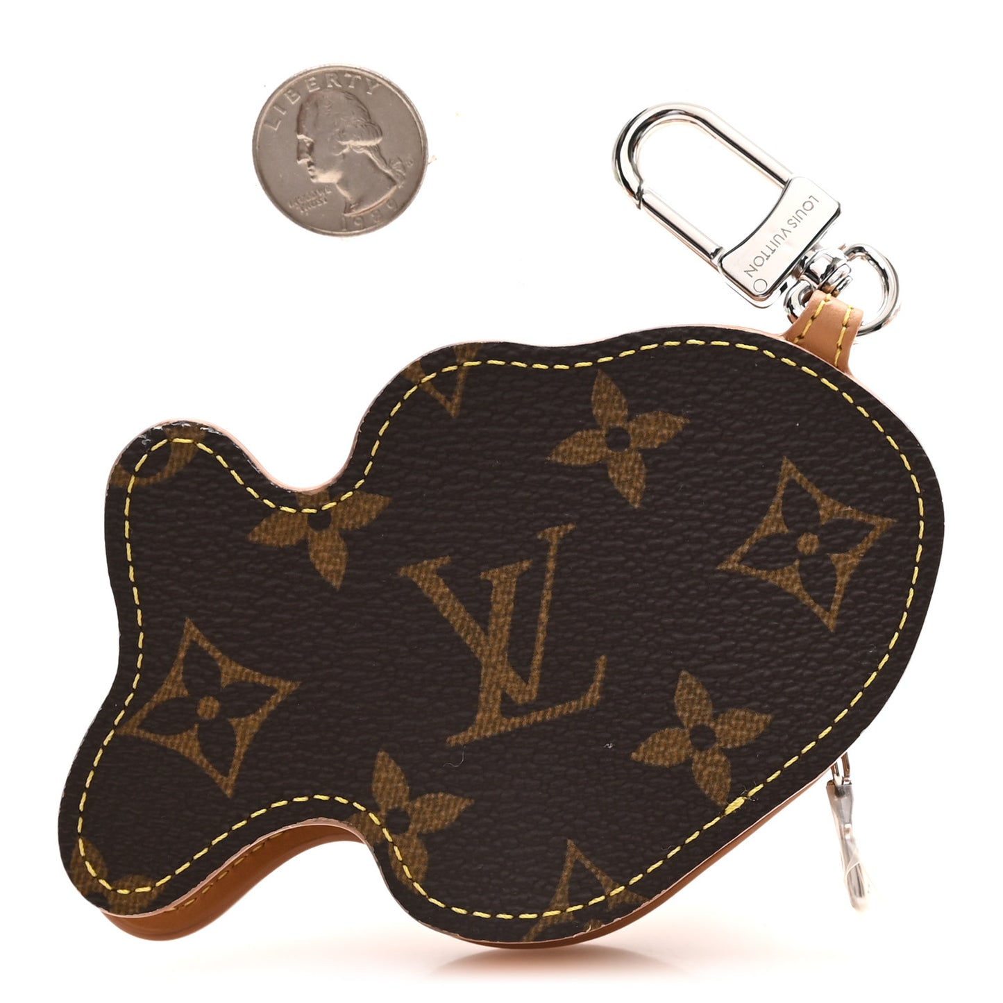Calfskin Monogram LV Taiyaki Bag Charm Beige